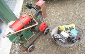 Stuart Turner ltd Type A6R2 stationary engine with galvanised bucket containing spares