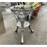 A Victorian style cast metal pub table base painted grey, height 70cm