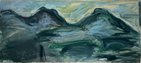 George Hainsworth (British Contemporary); Mountainous Landscape, mixed media on paper, signed 121c