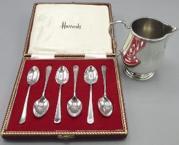 Set of six Elizabeth 11 Feather edge Old English pattern coffee spoons, makers mark G & H