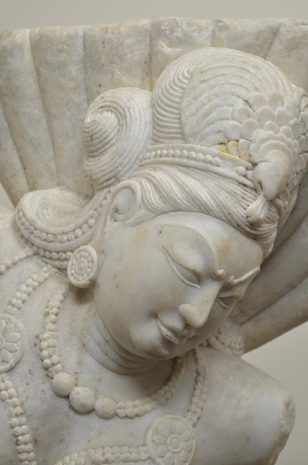 Large white marble head and torso model of Tara, Female Bodhisattva especially revered in - Image 2 of 3