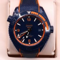 Omega Seamaster 600m Professional GMT Planet Ocean 'Big Blue' PVD coated automatic wristwatch with