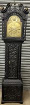 Joseph Batty Halifax - George 111 oak longcase clock, signed 17in brass Roman dial with Arabic