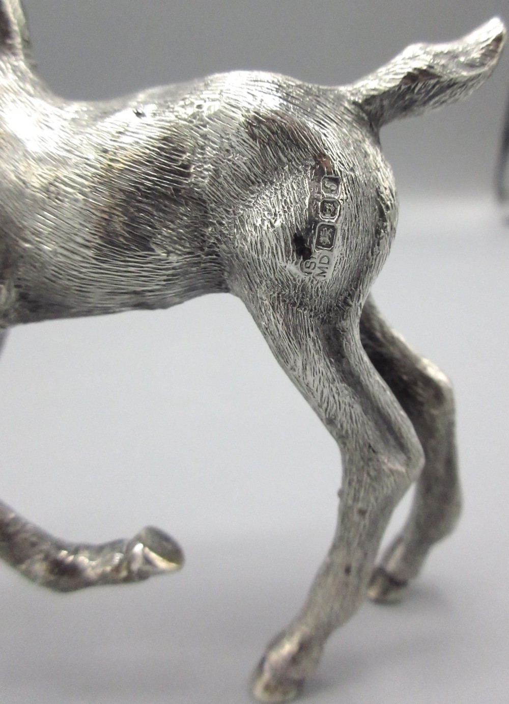 Elizabeth 11 silver model of a foal, by S M D Castings, London 1973, H9cm 4.9ozt - Image 2 of 2