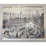 WITHDRAWN - Lawrence Stephen Lowry RA (1887-1976) 'Huddersfield' colour lithograph, signed in penci