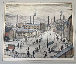 WITHDRAWN - Lawrence Stephen Lowry RA (1887-1976) 'Huddersfield' colour lithograph, signed in penci