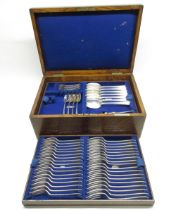 Canteen of Edwardian Old English Rat tail pattern silver cutlery, provenance: formerly the