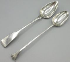 George 111 silver Fiddle pattern basting spoon, John Lias London 1814, engraved with initial G and a