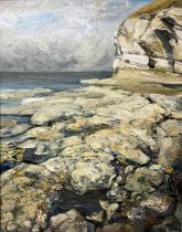 Penny Mclean (British Contemporary); East Coast Cliffs, oil on canvas, signed, 73cm x 58cm
