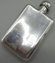 WITHDRAWN - Late Victorian silver rectangular hip flask, curved body with hinged screw cap, William