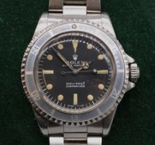 Rare Rolex Oyster Perpetual Submariner stainless steel wristwatch, signed black meters first dial