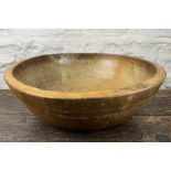 Victorian turned sycamore dairy type bowl, D48cm