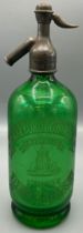 Scarborough & Whitby Breweries Ltd 'Crystalis Waters', green glass Soda siphon with etched