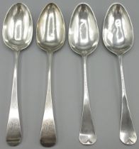 Pair of George 111 silver Old English pattern table spoons, probably John Jobson Newcastle, hallmark