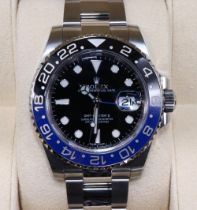 Rolex Oyster Perpetual Date GMT-Master II 'Batman' stainless steel wristwatch, signed black dial