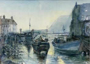 Andy J. R. Liddle (20th century); Fishing Boats in Staithes Harbour, watercolour, signed and dated