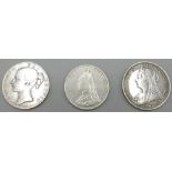 Three Victorian Crowns - 1845 Young Head, 1893 Veiled Head and 1889 Crowned Head, (3)