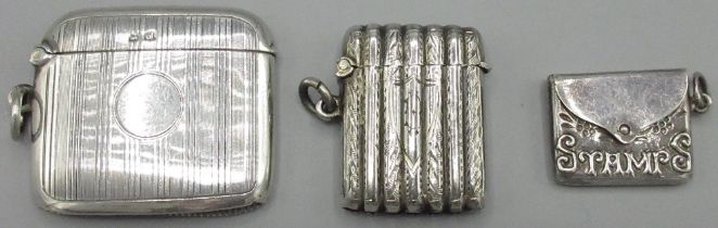 George V silver rectangular vesta in the form of a miniature cigar case, Smith & Bartlam