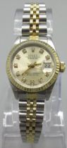 Ladies Rolex Oyster Perpetual Datejust stainless steel and gold automatic wristwatch, signed