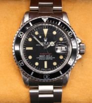 Rolex Oyster Perpetual Date 'Single Red' Submariner stainless steel wristwatch, signed black dial