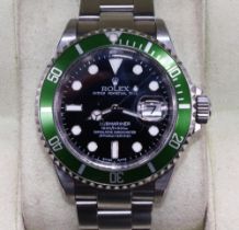 Rolex Oyster Perpetual Date Submariner 'Kermit' stainless steel wristwatch, signed black dial with