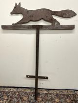 Folk Art cast metal silhouette study of a running Fox, on stand, H137cm W91cm