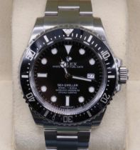 Rolex Oyster Perpetual Date Deepsea 'Sea-Dweller' 4000 stainless steel wristwatch, signed black dial