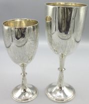 Edward V11 silver goblet, bell shaped bowl engraved 'Sykehouse Show' Birmingham 1903, another