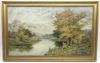 William Greenwood (British 20th century); 'On The River Wharfe Nr. Bolton Bridge' oil on canvas,