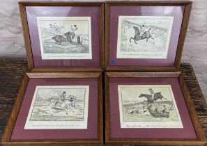 Set of four 18th century style coloured Hunting prints titled 'I have an Idea that this is a most