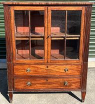 19th century mahogany side cabinet with two astragal glazed doors above two cockbeaded drawers