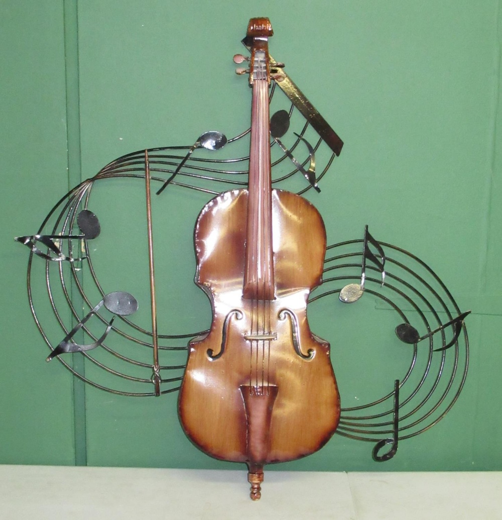 Metal Wall Art model of a violin, H82cm W80cm