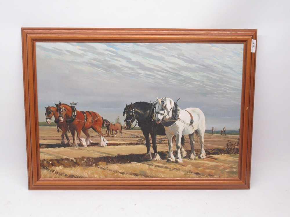 Angell (British, 20th century); Group of Heavy Horses - Ploughing Scene at Rempstone Leicester,