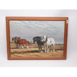 Angell (British, 20th century); Group of Heavy Horses - Ploughing Scene at Rempstone Leicester,