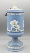 Wedgwood Jasperware Blind Mans Buff vase and cover, H30cm