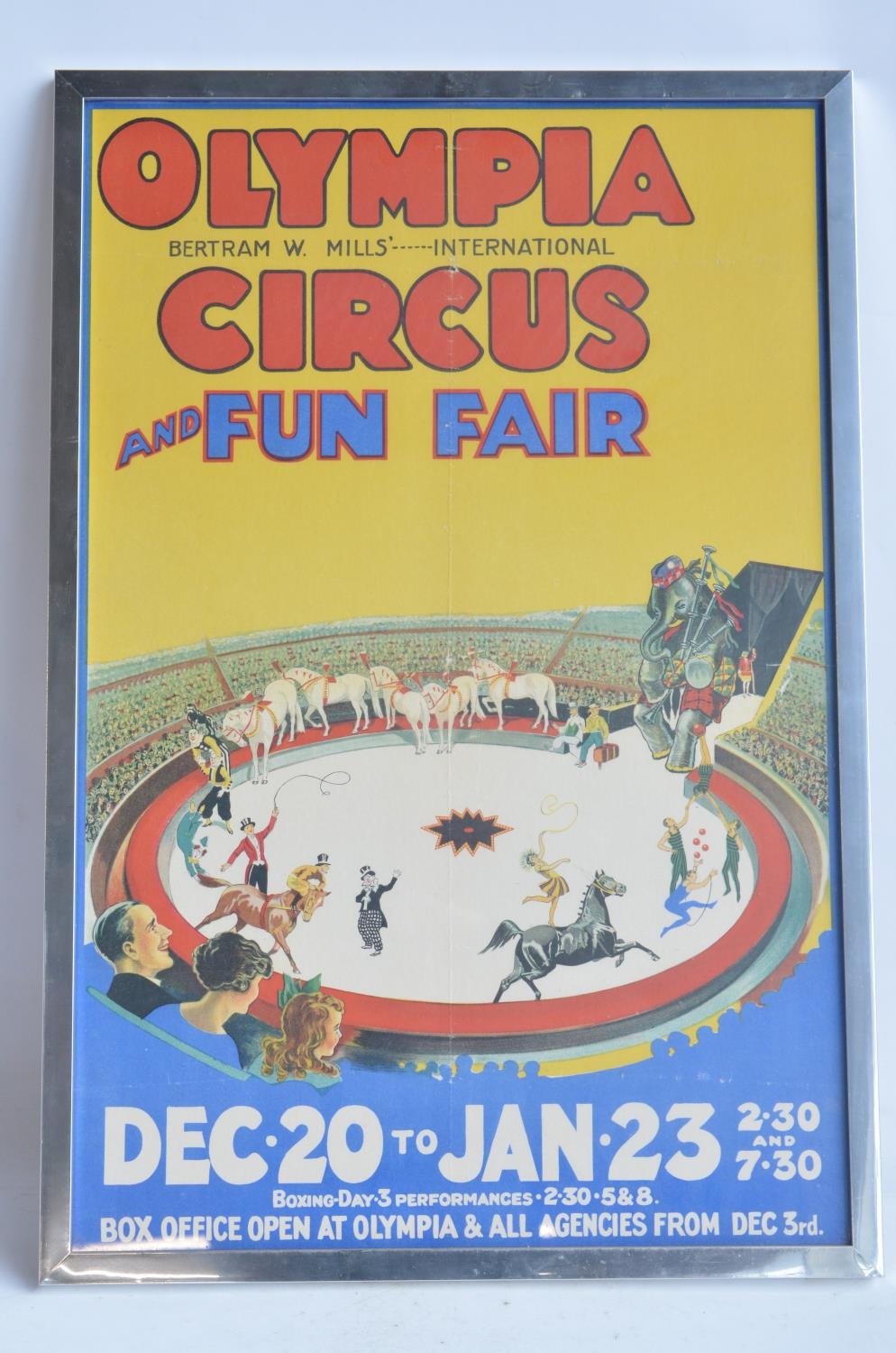 Framed and glazed original event poster for Bertram W Mills International Olympia Circus And Fun - Image 4 of 5