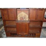 Edwardian oak stationery cabinet, with four cupboards, six drawers and twelve compartments, W150cm
