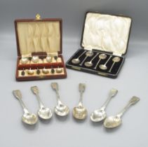 20th Century, cased set of silver teaspoons with ebonised coffee bean finials by Cooper Brothers &