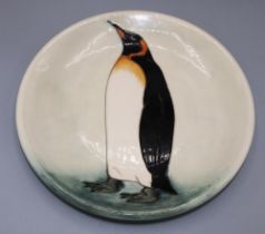 Moorcroft Pottery: plate with penguin design, c1990, limited edition 11/150, D26cm