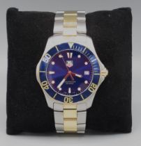 Tag Heuer Aquaracer stainless steel and gold plated quartz wristwatch with date on matching