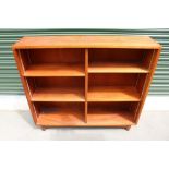 Modern side cabinet with adjustable shelves and glazed doors, on turned feet W122cm D30cm H194cm