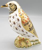Royal Crown Derby 'Song Thrush' paperweight, Collectors Guild exclusive, gold stopper, H11cm
