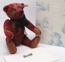 Steiff: 'Viktoria Teddy Bear', burgundy jacquard, limited edition of 1500, H52cm, with box and