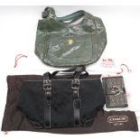 Coach legacy ergo patent leather shoulder bag and Coach black signature handbag with a back and grey