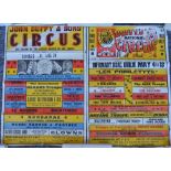 Four vintage event advertising posters for Duffy's National Circus and Fossett's Famous Circus (