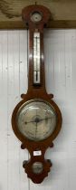 A. Vannini 25 Spring St., Sheffield mahogany wheel barometer, silvered engraved 8" dial with dry-