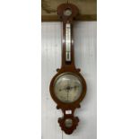 A. Vannini 25 Spring St., Sheffield mahogany wheel barometer, silvered engraved 8" dial with dry-