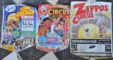 Collection of circus event advertising posters circa 1970's to 1990's to include Zippos Circus 2x