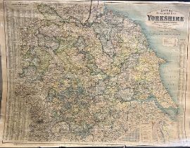 "Bacon's Excelsior map of Yorkshire and parts of the joining Counties showing Railways, Roads,
