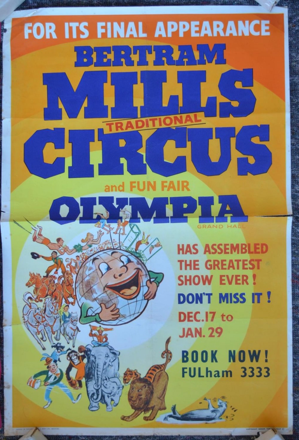 Five vintage event advertising posters for Billy Smart's Circus (75.5x50.5cm), Christiani Bros ( - Image 5 of 7